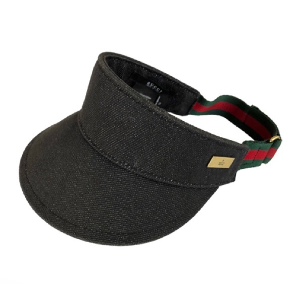Gucci Accessories - Gucci Vintage Shelly Line Black Denim Visor